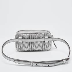 Miu Miu Silver Matelassé Leather Convertible Belt Bag