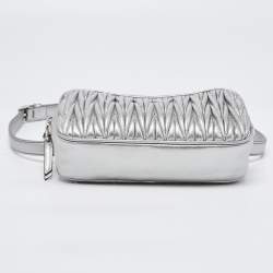 Miu Miu Silver Matelassé Leather Convertible Belt Bag