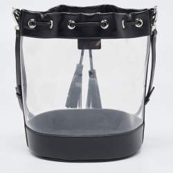Miu MIu Black Leather And PVC Drawstring Bucket Bag