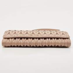 Miu Miu Beige  Matelassé Leather Flap Wallet on Chain