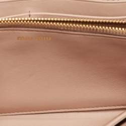 Miu Miu Beige  Matelassé Leather Flap Wallet on Chain