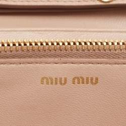 Miu Miu Beige  Matelassé Leather Flap Wallet on Chain