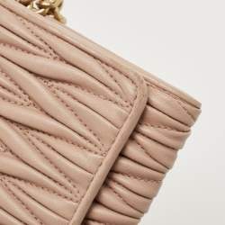 Miu Miu Beige  Matelassé Leather Flap Wallet on Chain