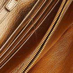 Miu Miu White/Gold Leather Flap Wallet On Chain