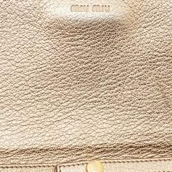 Miu Miu White/Gold Leather Flap Wallet On Chain