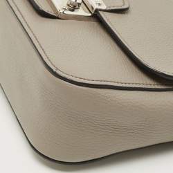 Miu Miu Grey Vitello Phenix Madras Leather Push Lock Flap Crossbody Bag