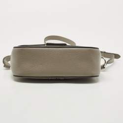 Miu Miu Grey Vitello Phenix Madras Leather Push Lock Flap Crossbody Bag