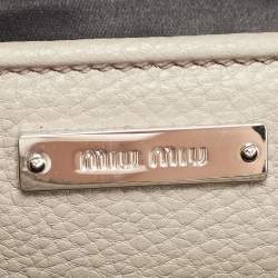 Miu Miu Grey Vitello Phenix Madras Leather Push Lock Flap Crossbody Bag