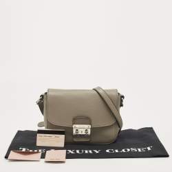 Miu Miu Grey Vitello Phenix Madras Leather Push Lock Flap Crossbody Bag
