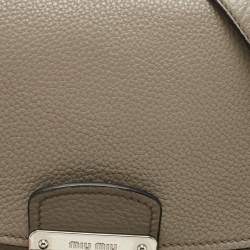 Miu Miu Grey Vitello Phenix Madras Leather Push Lock Flap Crossbody Bag