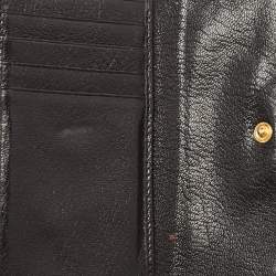 Pre Owned Miu Miu Black Leather Logo Flap French Wallet