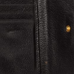 Pre Owned Miu Miu Black Leather Logo Flap French Wallet