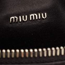 Miu Miu Black Satin and Leather Crystals Spirit Baguette Bag