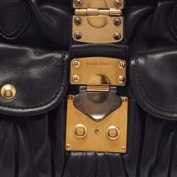 Miu Miu Black Matelassé Leather Coffer Frame Satchel