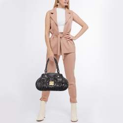 Miu Miu Black Matelassé Leather Coffer Frame Satchel