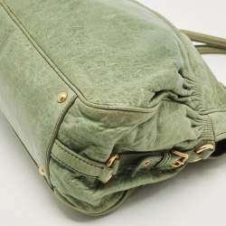 Miu Miu Mint Green Leather Lily Distressed Satchel
