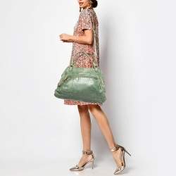 Miu Miu Mint Green Leather Lily Distressed Satchel