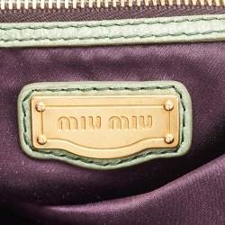 Miu Miu Mint Green Leather Lily Distressed Satchel