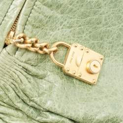 Miu Miu Mint Green Leather Lily Distressed Satchel