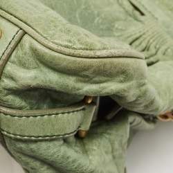 Miu Miu Mint Green Leather Lily Distressed Satchel