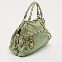 Miu Miu Mint Green Leather Lily Distressed Satchel