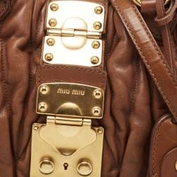 مملوكة مسبقًا Miu Miu Brown Matelassé Leather Bauletto Aperto Tote