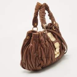 مملوكة مسبقًا Miu Miu Brown Matelassé Leather Bauletto Aperto Tote