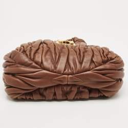 مملوكة مسبقًا Miu Miu Brown Matelassé Leather Bauletto Aperto Tote