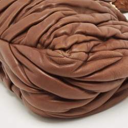 مملوكة مسبقًا Miu Miu Brown Matelassé Leather Bauletto Aperto Tote