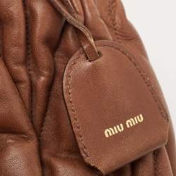 مملوكة مسبقًا Miu Miu Brown Matelassé Leather Bauletto Aperto Tote
