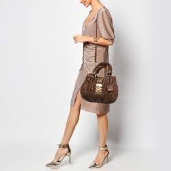 مملوكة مسبقًا Miu Miu Brown Matelassé Leather Bauletto Aperto Tote
