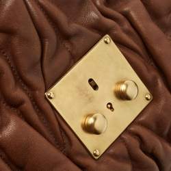 مملوكة مسبقًا Miu Miu Brown Matelassé Leather Bauletto Aperto Tote
