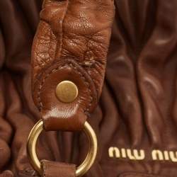 مملوكة مسبقًا Miu Miu Brown Matelassé Leather Bauletto Aperto Tote