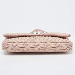 مملوكة مسبقًا Miu Miu Pink Matelassé Leather Crystal Cloqué Flap Bag