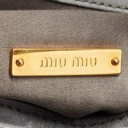 Miu Miu Ash Blue Matelassé Leather Flap Clutch Bag