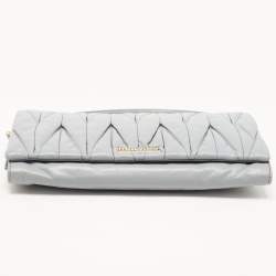 Miu Miu Ash Blue Matelassé Leather Flap Clutch Bag