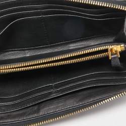 Miu Miu Black Matelassé Leather Logo Zip Around Continental Wallet