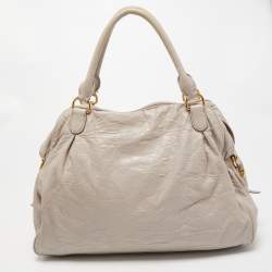 Miu Miu Grey Leather Lily Distressed Satchel