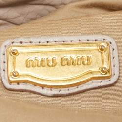 Miu Miu Grey Leather Lily Distressed Satchel
