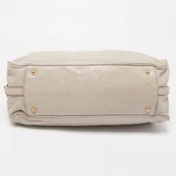 Miu Miu Grey Leather Lily Distressed Satchel