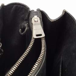 Miu Miu Black Madras Leather Pushlock Tote