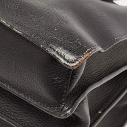 Miu Miu Black Madras Leather Pushlock Tote