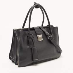 Miu Miu Black Madras Leather Pushlock Tote