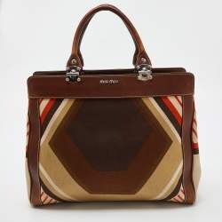 Miu Miu Multicolor Canvas and Leather Patchwork Tote