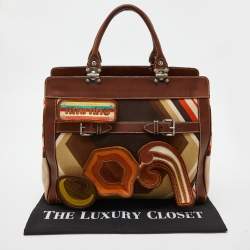 Miu Miu Multicolor Canvas and Leather Patchwork Tote