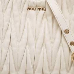 Miu Miu White Matelasse Leather Shoulder Bag