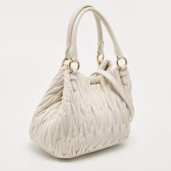 Miu Miu White Matelasse Leather Shoulder Bag