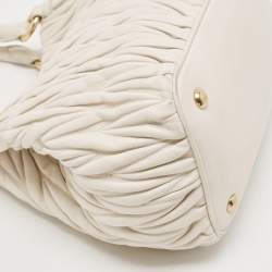 Miu Miu White Matelasse Leather Shoulder Bag