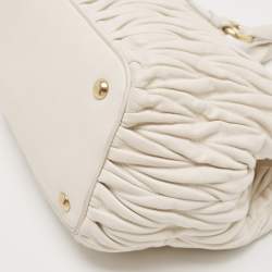 Miu Miu White Matelasse Leather Shoulder Bag