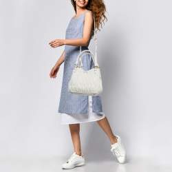 Miu Miu White Matelasse Leather Shoulder Bag
